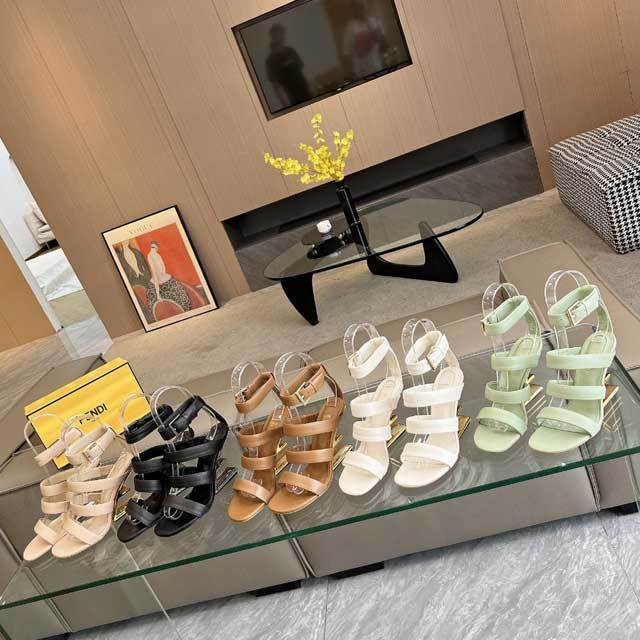 F-Shaped Heeled Hollow Out Sandals