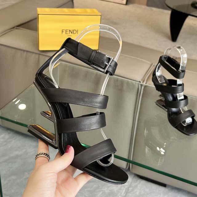 F-Shaped Heeled Hollow Out Sandals