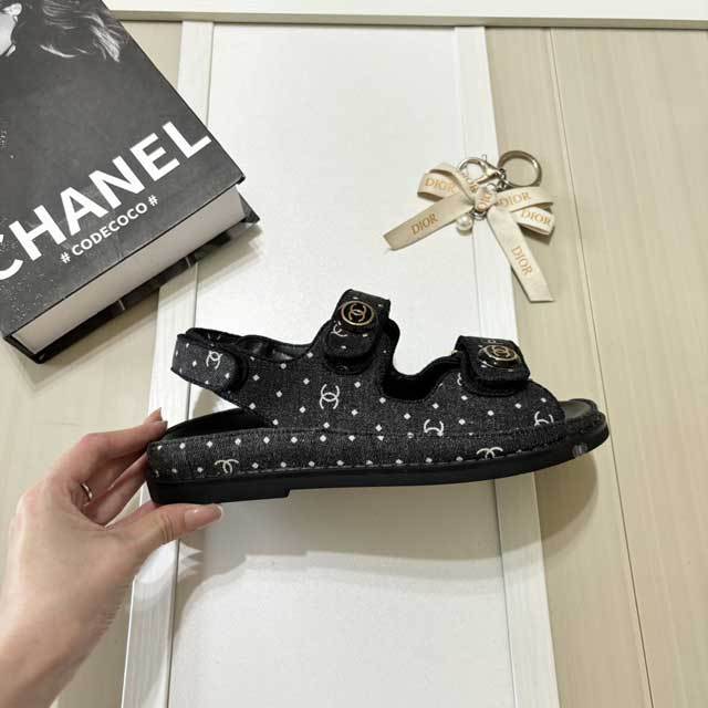 Fashion Velcro Denim Beach Flat Sandals