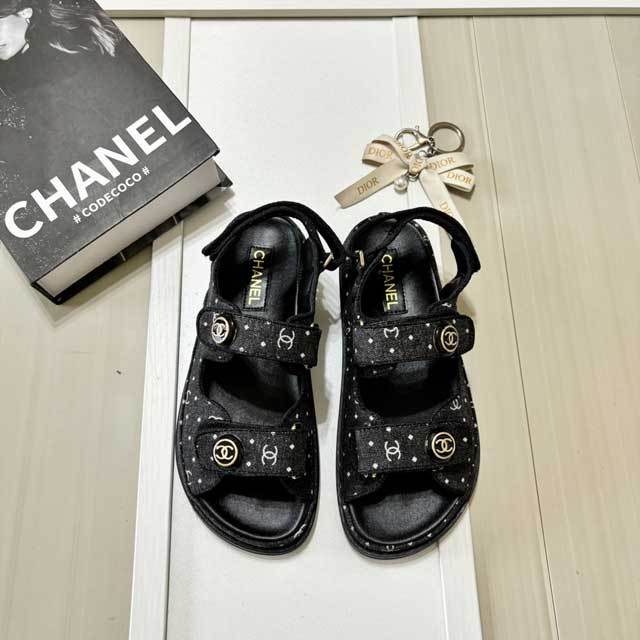 Fashion Velcro Denim Beach Flat Sandals