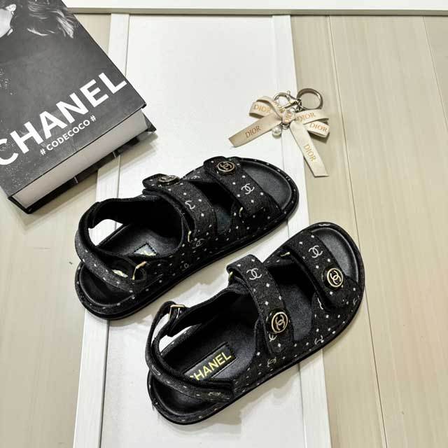 Fashion Velcro Denim Beach Flat Sandals