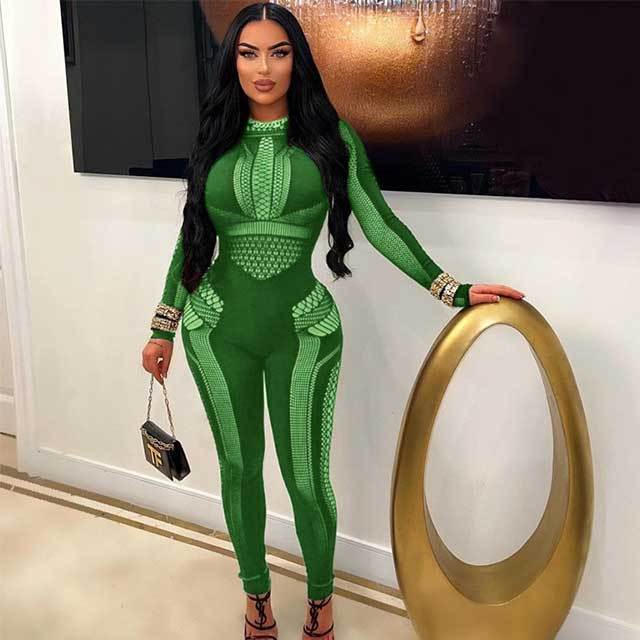 Knit Long Sleeve Hollow Out Lingerie Jumpsuit