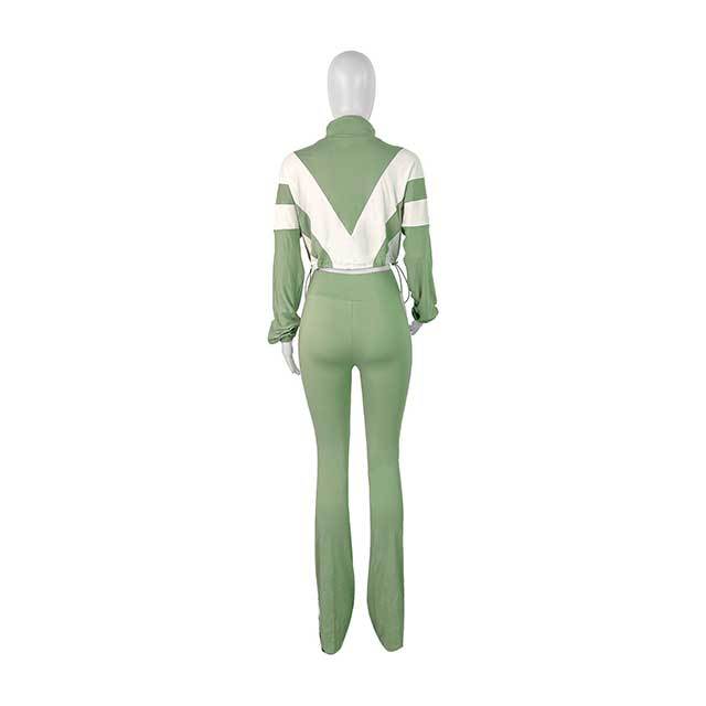 Contrast Color Sports Casual Pant Set