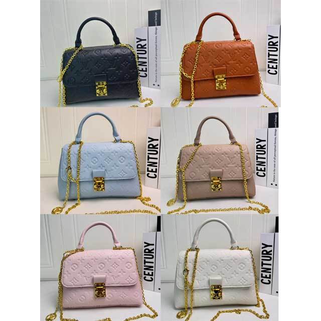 Fashion Embossing Chained Leather Messenger Bag