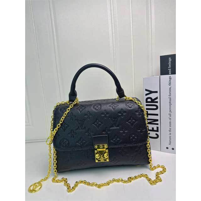 Fashion Embossing Chained Leather Messenger Bag