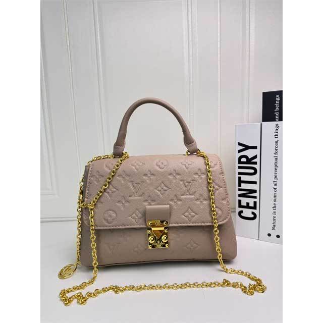 Fashion Embossing Chained Leather Messenger Bag