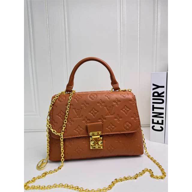 Fashion Embossing Chained Leather Messenger Bag