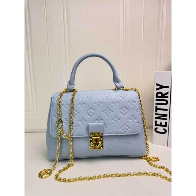 Fashion Embossing Chained Leather Messenger Bag