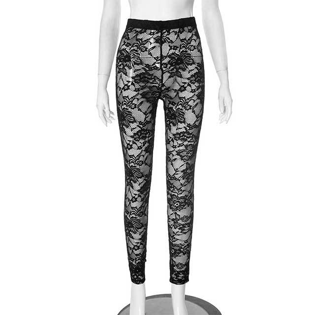 High Elastic See Through Skinny Lace Leggings