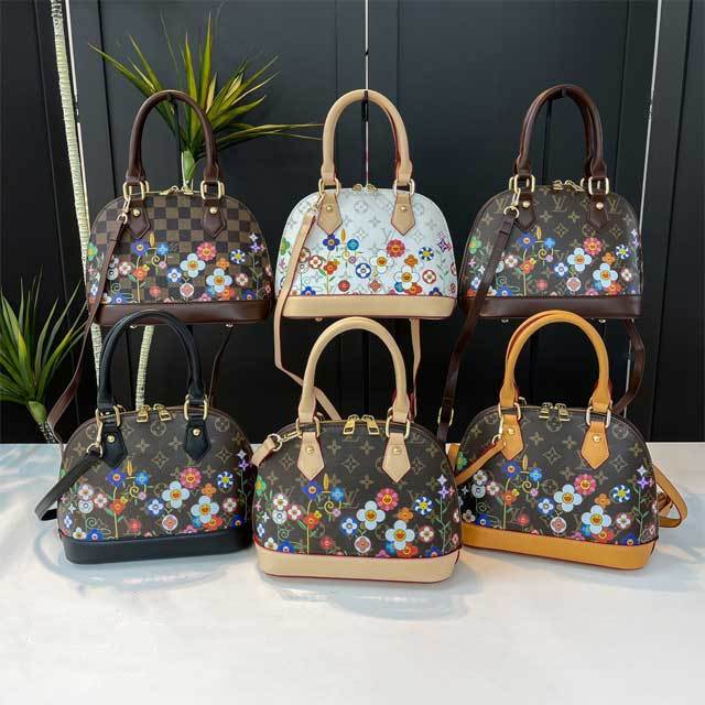 Leather Floral Print Crossbody Handbag