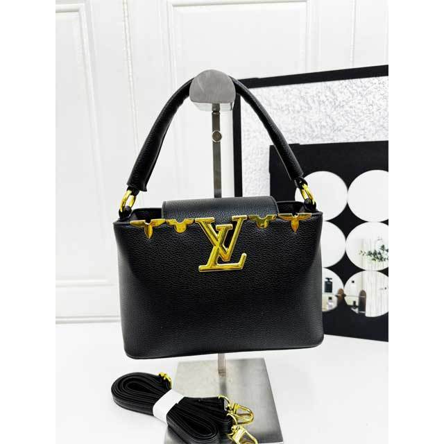 Metal Logo Fashion Leather Handbag