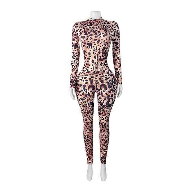 Leopard Printed Skinny Jumpsuit