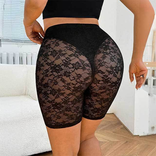Sheer Mesh Skinny Lace Shorts