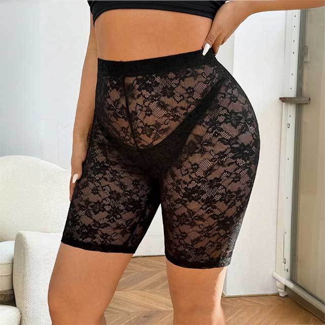 Sheer Mesh Skinny Lace Shorts