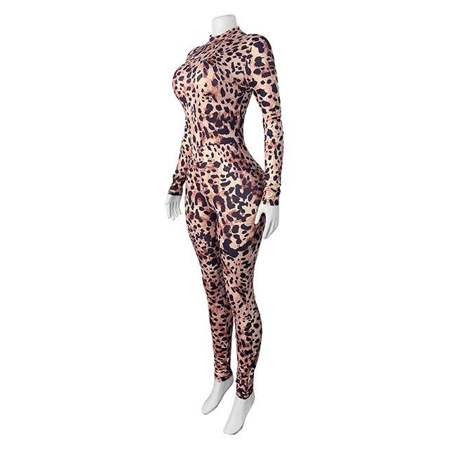 Leopard Printed Skinny Jumpsuit