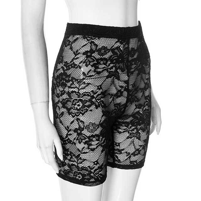 Sheer Mesh Skinny Lace Shorts