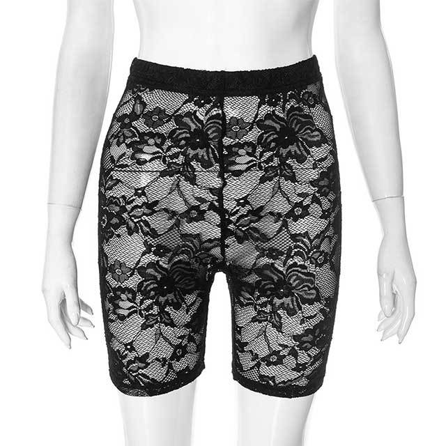 Sheer Mesh Skinny Lace Shorts