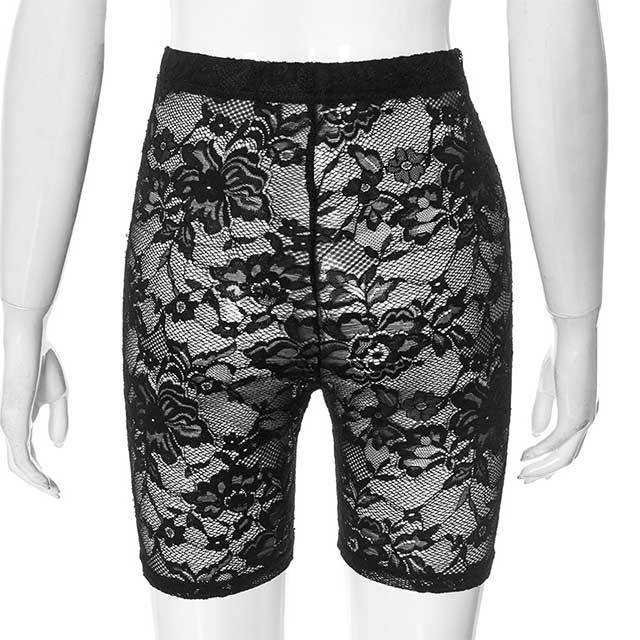 Sheer Mesh Skinny Lace Shorts