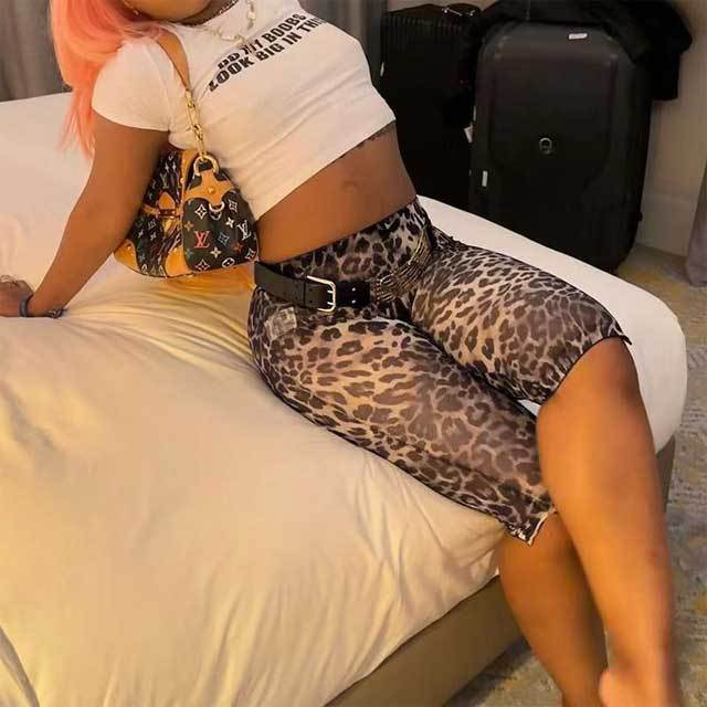 Elastic Waist Leopard Printed Skinny Legging