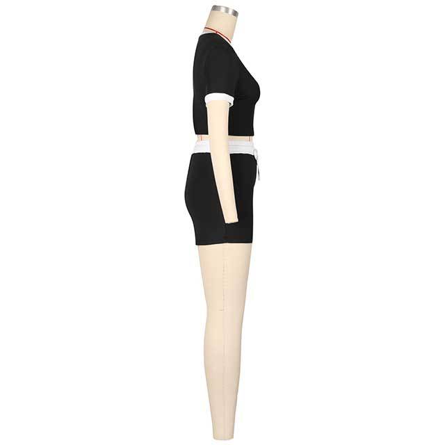Casual Style O Neck Crop Top 2 Pieces Short Set