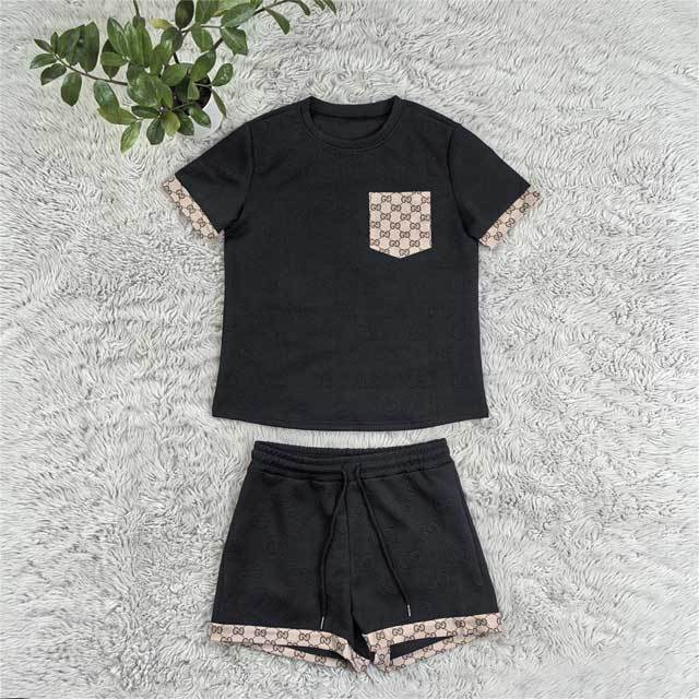 Fashion Embossing Two Piece Short Set