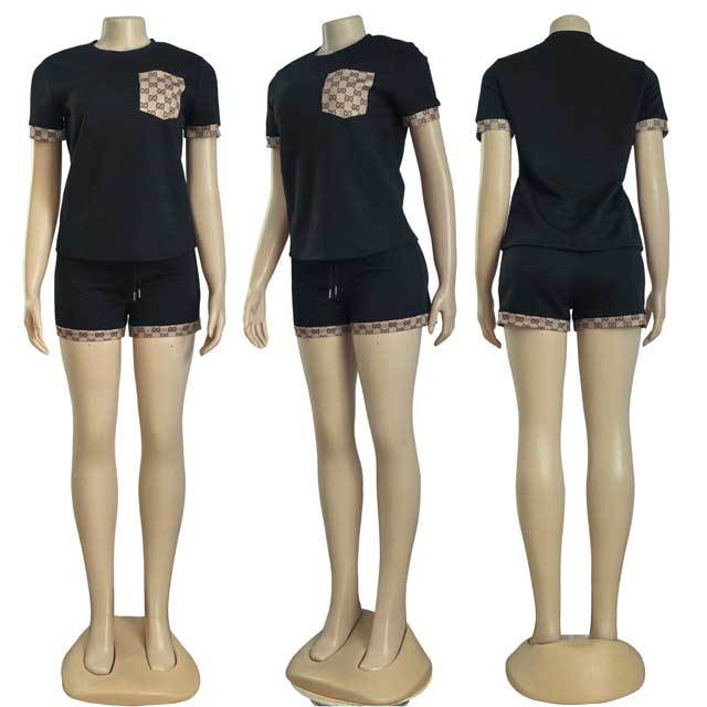 Fashion Embossing Two Piece Short Set