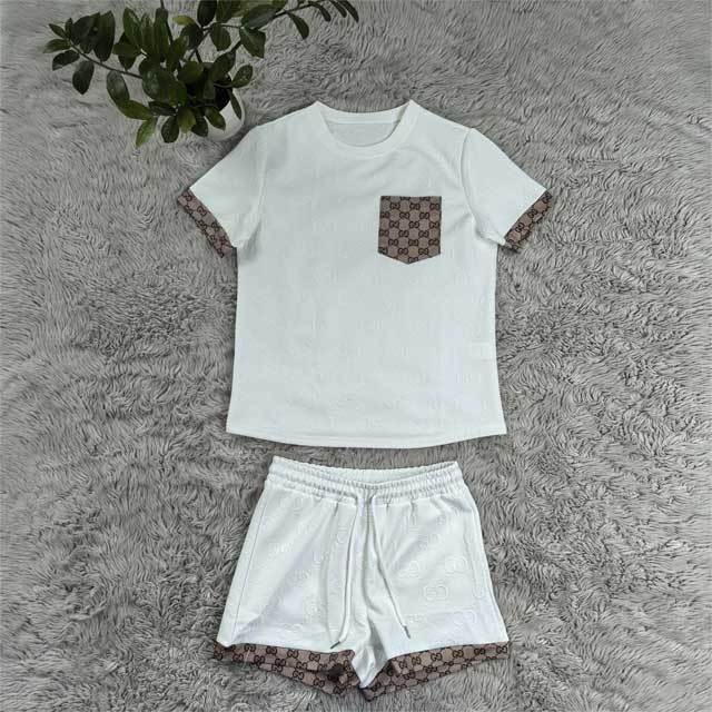 Fashion Embossing Two Piece Short Set