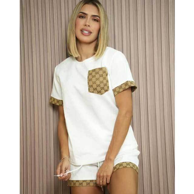 Fashion Embossing Two Piece Short Set