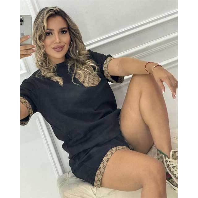 Fashion Embossing Two Piece Short Set