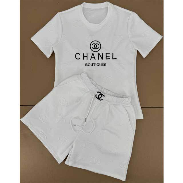 Fashion Embroidery Embossing Two Piece Short Set