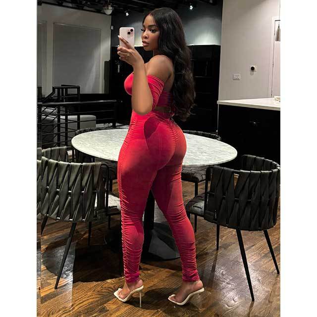 Off Shoulder Crop Top Stacked Legging Set