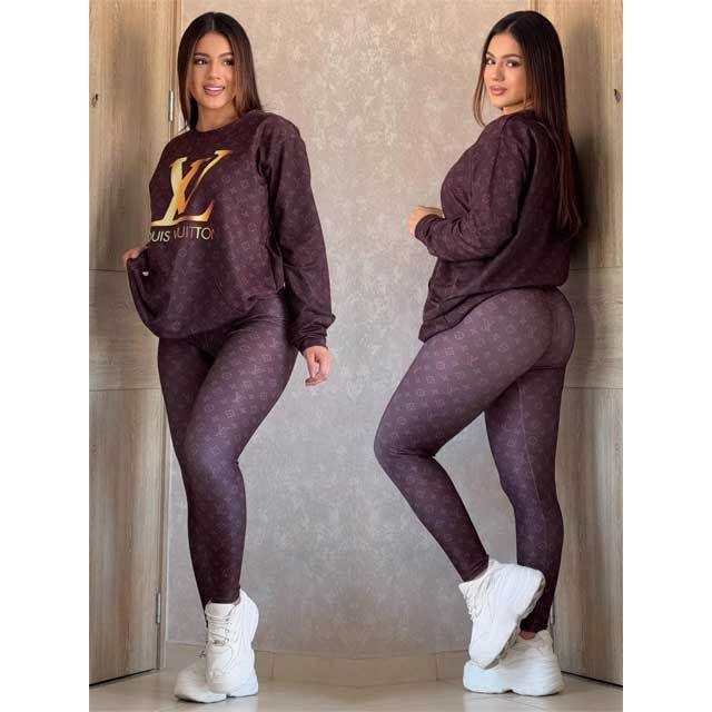 Printed Long Sleeve Casual Pants Suit