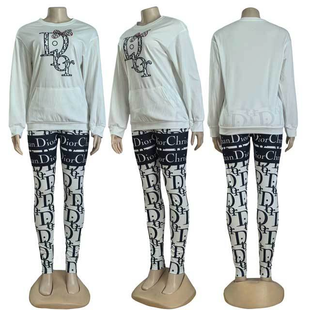 Printed Long Sleeve Casual Pants Suit