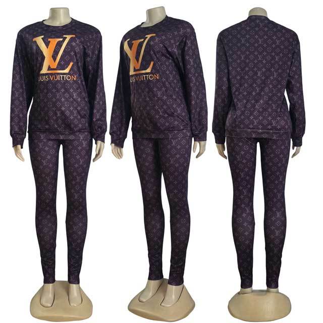 Printed Long Sleeve Casual Pants Suit