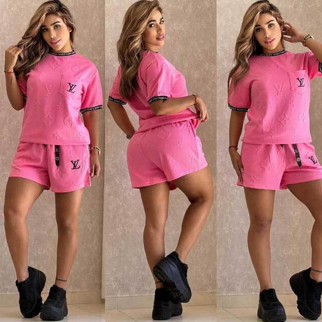 Fashion Embossing Women Short Set