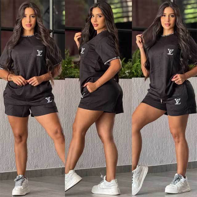 Fashion Embossing Women Short Set