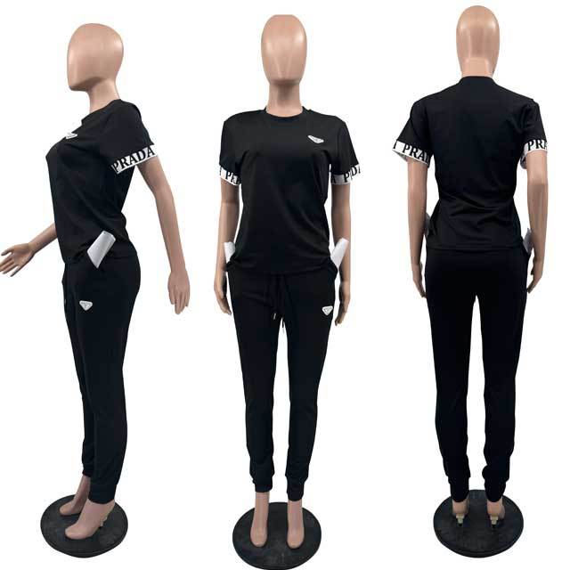 Fashion Logo Short Sleeve Casual Jogging Suit