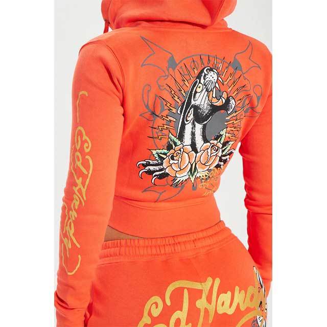 Printed Fashion Zipper Up Hooded Sweatshirt Pant Set
