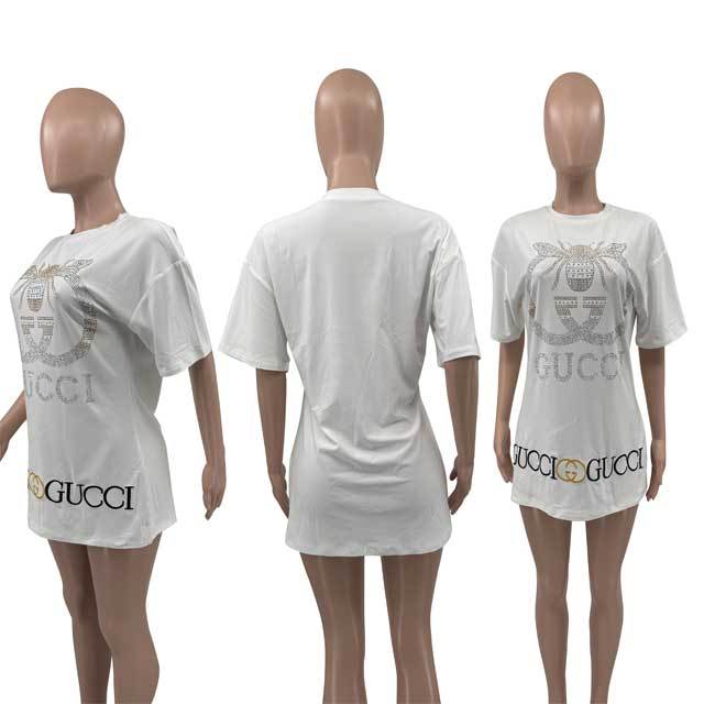 Rhinestones Embroidery Short Sleeve Dress