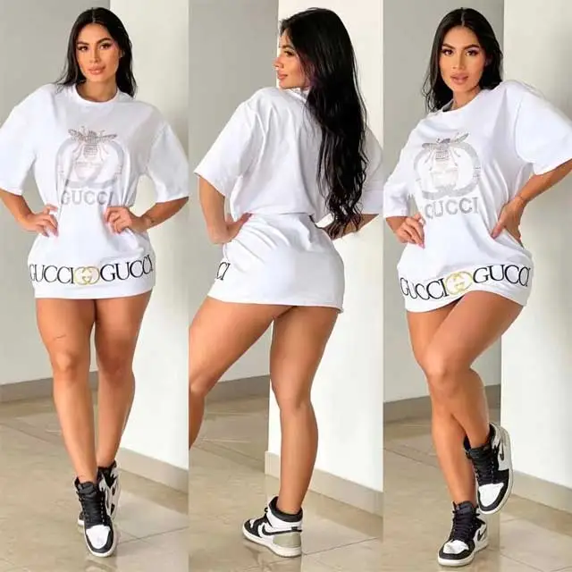 Rhinestones Embroidery Short Sleeve Dress