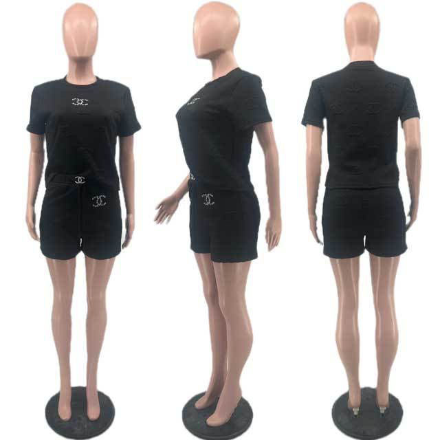 Fashion Embossing Casual Short Set