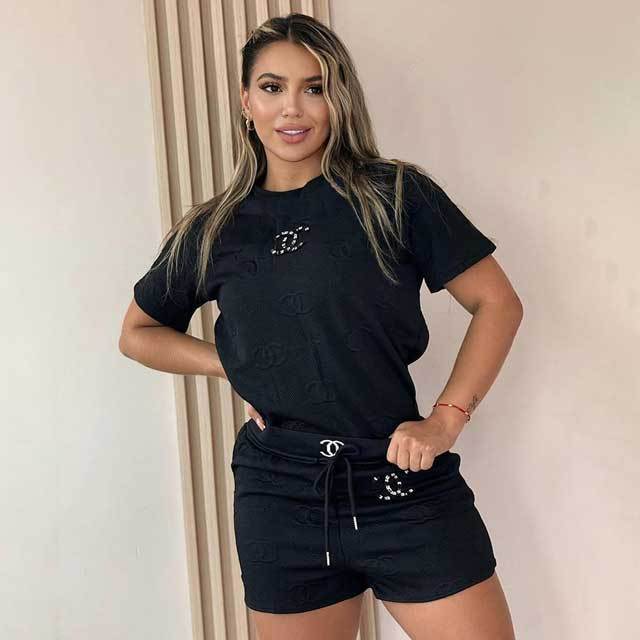 Fashion Embossing Casual Short Set