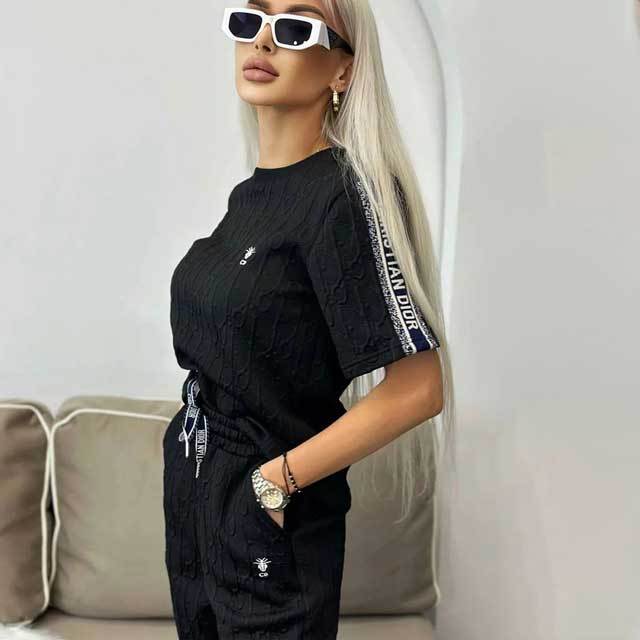 Embroidery Embossing Casual Pants Suit