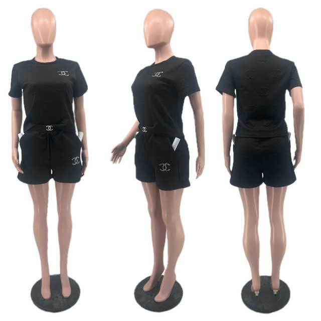 Embroidery Embossing Casual Short Set