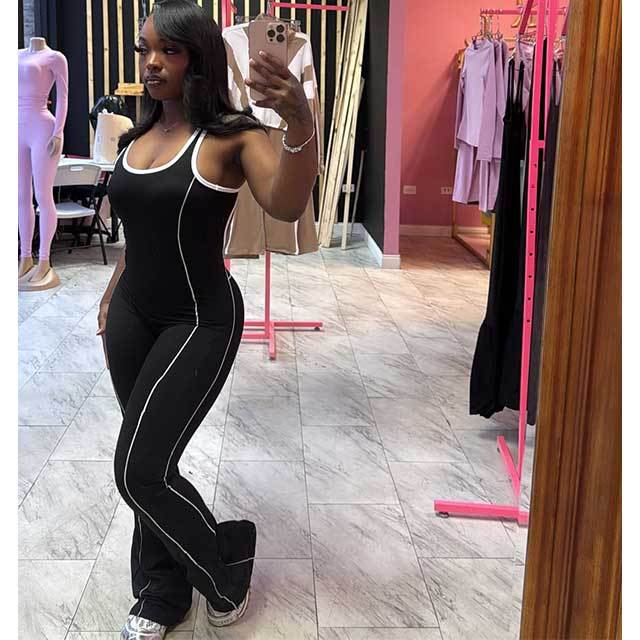 High Elastic Hollow Out Sportwear Bell Jumpsuit
