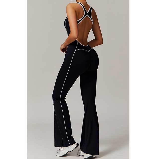 High Elastic Hollow Out Sportwear Bell Jumpsuit