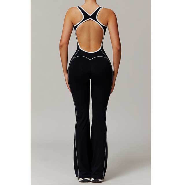 High Elastic Hollow Out Sportwear Bell Jumpsuit