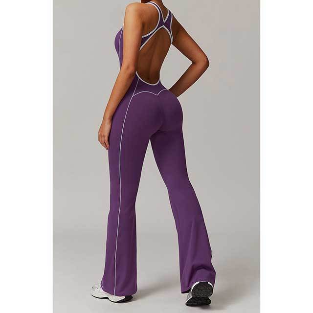High Elastic Hollow Out Sportwear Bell Jumpsuit