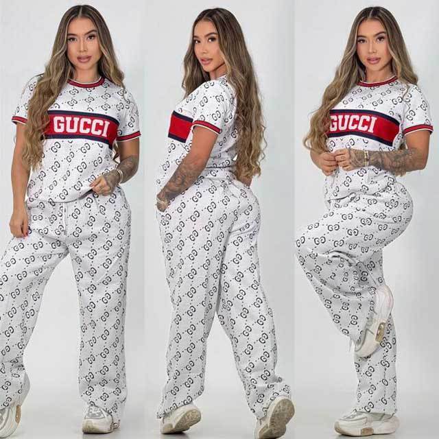 Jacquard Short Sleeve Casual Pants Suit