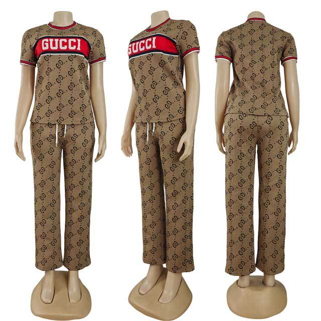 Jacquard Short Sleeve Casual Pants Suit